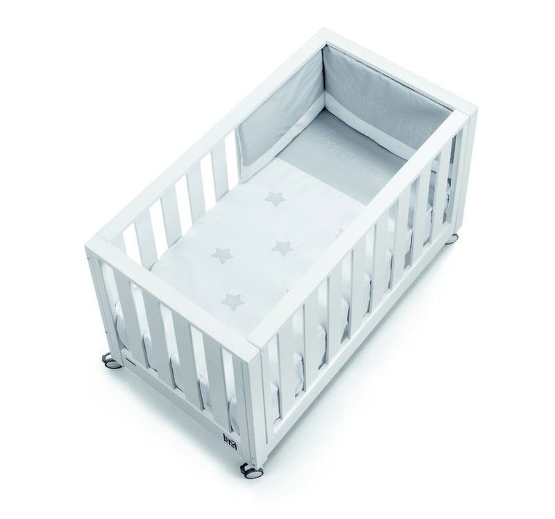 Cuna colecho Cotinfant Look At Me (Blanco) 120x60cm + colchón + protector + colcha (Nuit Gris) 