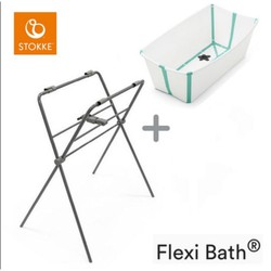 Bañera Flexi Bath de Stokke white menta + soporte (patas plegables)