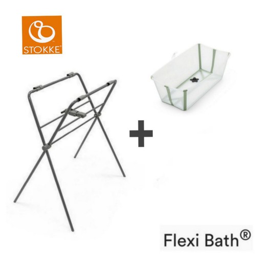 Bañera Flexi Bath de Stokke transparent green + soporte (patas plegables)