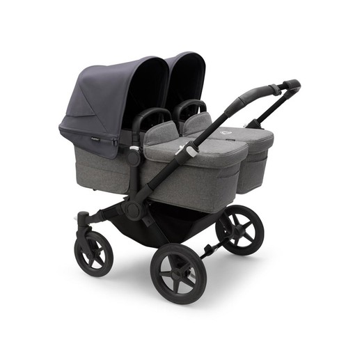 Bugaboo Donkey 5 Twin Chasis Negro Capazo + Silla Gris Melange