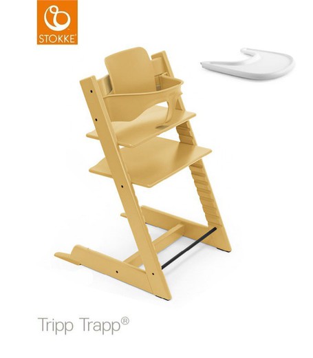 Trona Tripp Trapp Amarillo Girasol + Babyset Amarillo Girasol + Bandeja Blanco