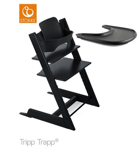 Trona Tripp Trapp + Babyset + Bandeja Negra de Stokke