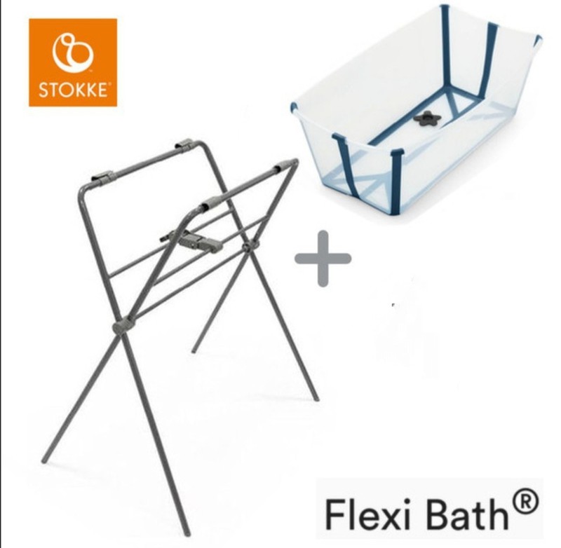 Bañera Flexi Bath de Stokke transparent blue + soporte (patas plegables) —  LAS4LUNAS