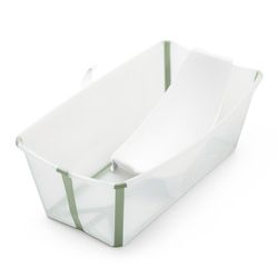 Bañera Flexi Bath Tranparent/Green + Soporte recién nacido de Stokke