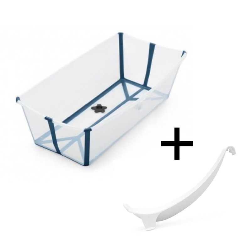 Bañera Flexi Bath XL Transparent Blue + Soporte recién nacido