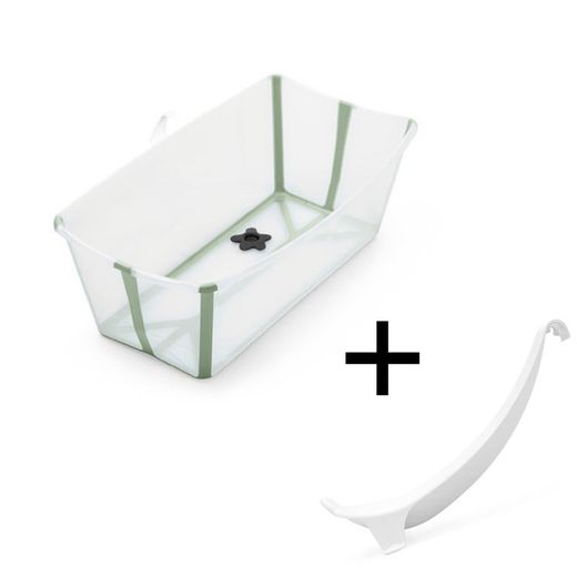 Bañera Flexi Bath XL Transparent Green + Soporte recién nacido