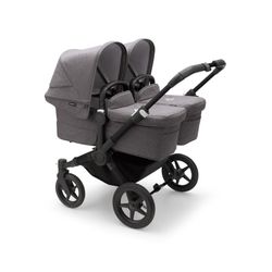 Bugaboo Donkey 5 Twin Chasis Negro Capazo + Silla Gris Melange