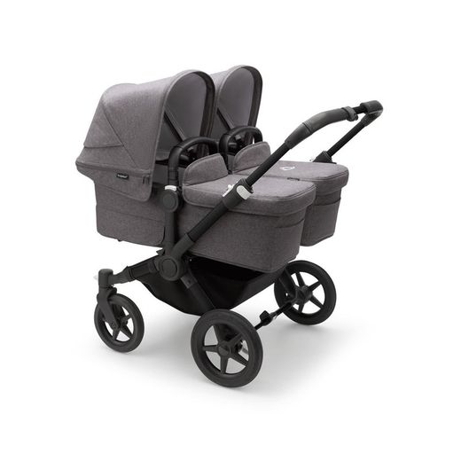 Bugaboo Donkey 5 Twin Chasis Negro Capazo + Silla Gris Melange