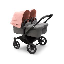 Bugaboo Donkey 5 Twin Chasis Negro Capazo + Silla Gris Melange
