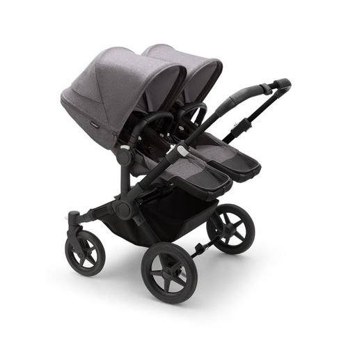 Bugaboo Donkey 5 Twin Chasis Negro Capazo + Silla Gris Melange