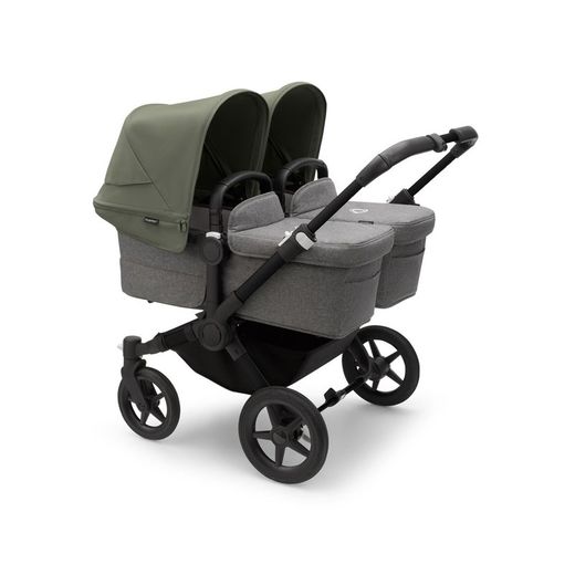 Bugaboo Donkey 5 Twin Chasis Negro Capazo + Silla Gris Melange