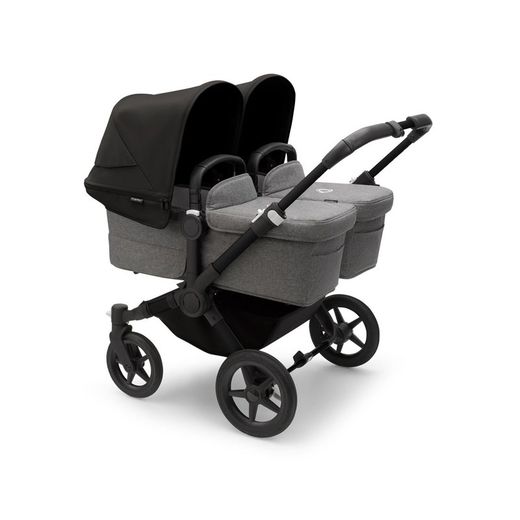Bugaboo Donkey 5 Twin Chasis Negro Capazo + Silla Gris Melange