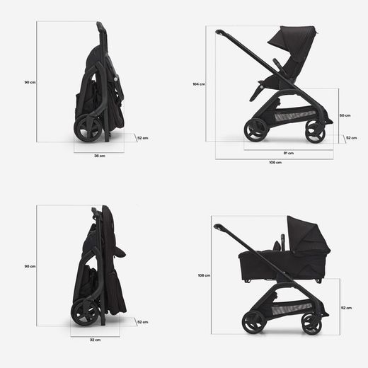 Bugaboo Dragonfly completo Chasis negro base Midnight Black