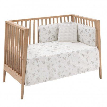Colcha + Protector Cuna 120x60 Globe Crudo de Cambrass