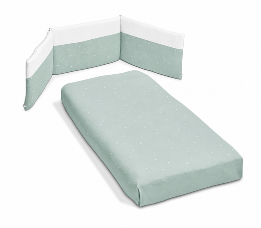 Cuna Tesori de Cotinfant con Kit Colecho + Colchón y Textil (Colcha y protector de barandilla)