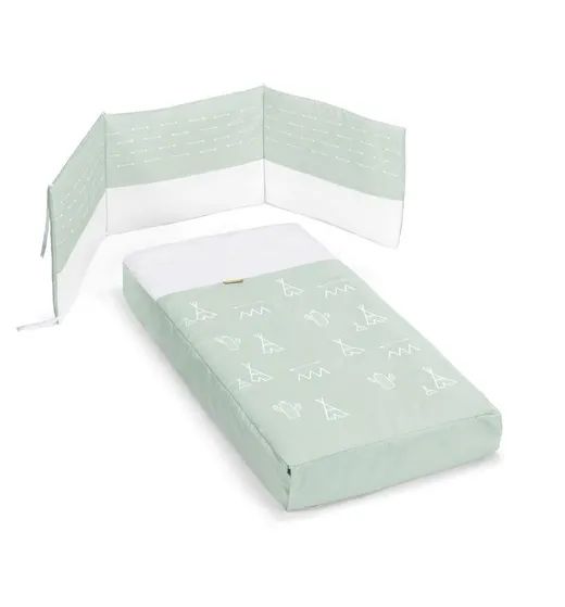 Cuna Tesori de Cotinfant con Kit Colecho + Colchón y Textil (Colcha y protector de barandilla)