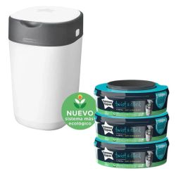 Contenedor de pañales Sangenic Blanco + Pack de 3 recambios para el contenedor de pañales Sangenic