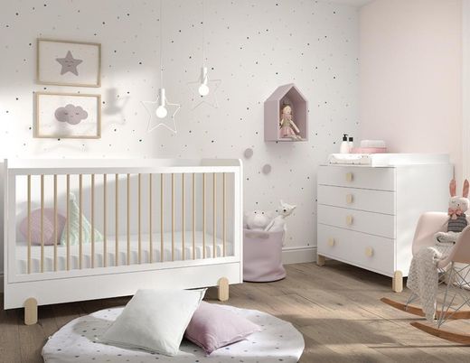 Cuna Elemental 120x60 + Comoda Cambiador de Ros