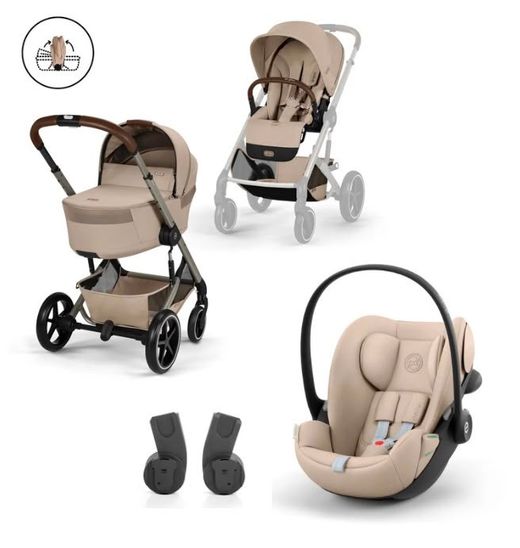 Cybex Balios S lux dúo con capazo plegable + Adaptadores Grupo 0 + Cloud G3