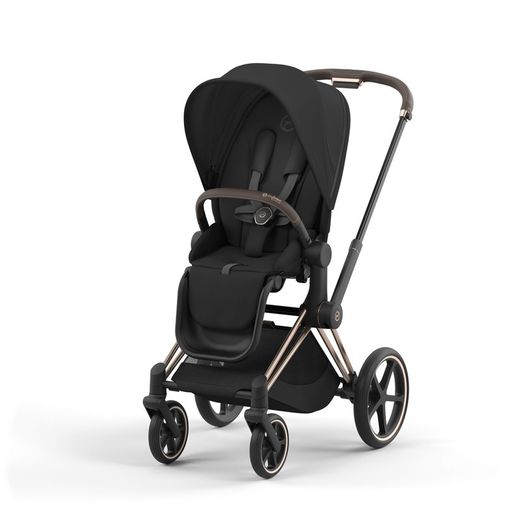 Dúo Cybex Priam Chasis Rosegold (Capazo + Silla Deep Black)