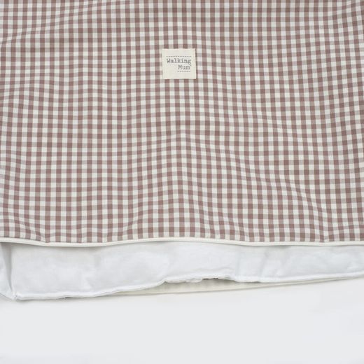 Edredón + bajera + almohada cuna 120x60 cm Praliné Vichy/Rayas Moka TOG 2,5