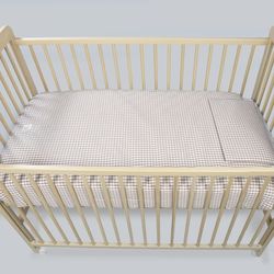 Edredón + bajera + almohada cuna 120x60 cm Praliné Vichy/Rayas Moka TOG 2,5