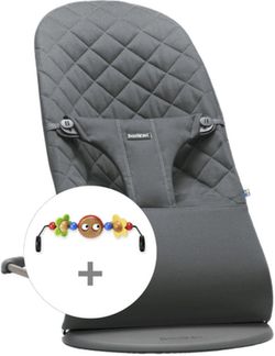 Hamaca BabyBJörn Bliss antracita + juguete madera