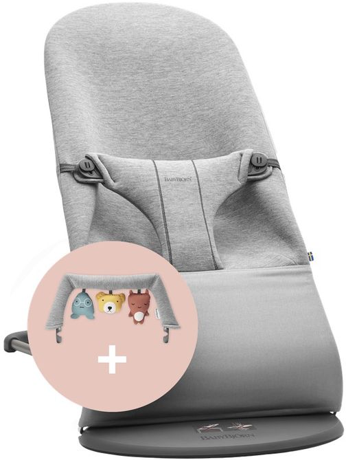 Hamaca Babybjorn Bliss Gris Claro Jersey 3D con juguete
