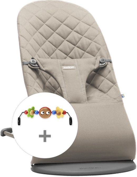 Hamaca BabyBJörn Gris arena + juguete madera