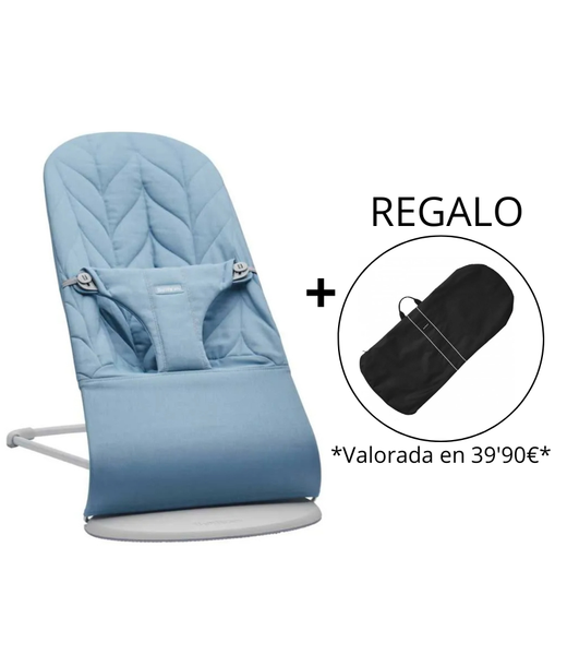 Hamaca Bliss Petals de BabyBjörn color Azul con bolsa de transporte de regalo