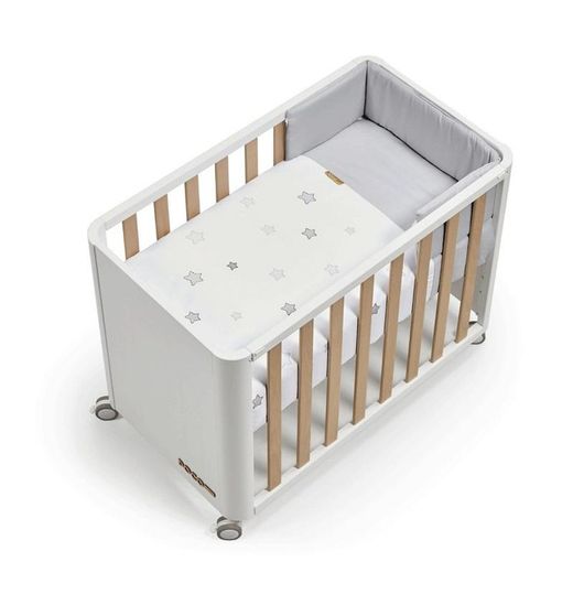 Minicuna Doco Sleeping Style (50x90) Blanco Natural + Textil Star Gris