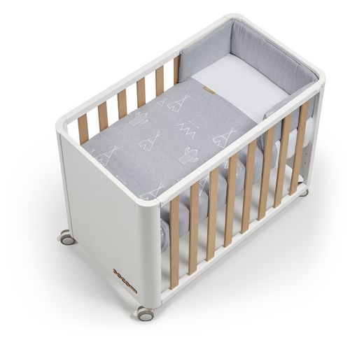 Minicuna DOCO Sleeping Style 90×50 con textil tipi gris
