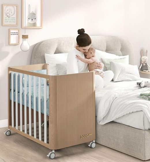 Minicuna DOCO Sleeping Wood 90x50 con Colchón de Cotinfant