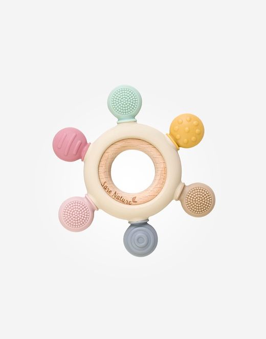 Mordedor sensorial madera y silicona de saro