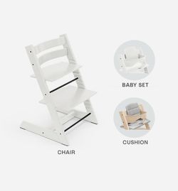 Tripp Trapp Blanca + Cojín  + babyset blanco de Stokke