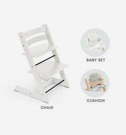 Tripp Trapp Blanca + Cojín  + babyset blanco de Stokke