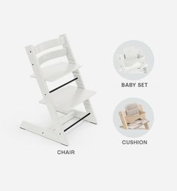 Tripp Trapp Blanca + Cojín  + babyset blanco de Stokke