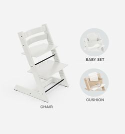 Tripp Trapp Blanca + Cojín  + babyset blanco de Stokke