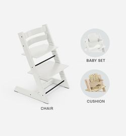 Tripp Trapp Blanca + Cojín  + babyset blanco de Stokke