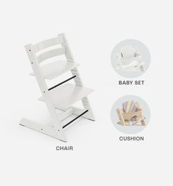 Tripp Trapp Blanca + Cojín  + babyset blanco de Stokke