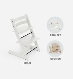Tripp Trapp Blanca + Cojín  + babyset blanco de Stokke