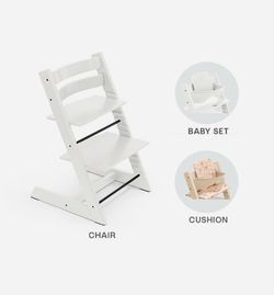Tripp Trapp Blanca + Cojín  + babyset blanco de Stokke