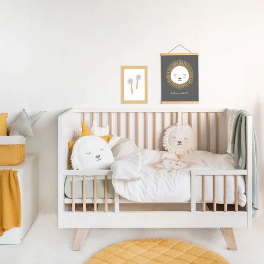 PACK ESSENTIAL TEXTIL CUNA BONJOURBEBE NAIROBI 120x60: Funda Nórdica + Relleno nórdico + Protector baranda