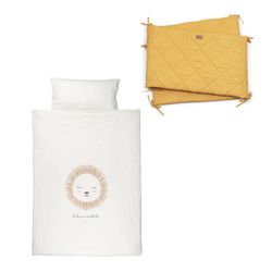 PACK ESSENTIAL TEXTIL CUNA BONJOURBEBE NAIROBI 120x60: Funda Nórdica + Relleno nórdico + Protector baranda