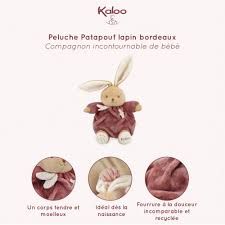 Peluche conejito Patapouf borgoña 17 cm de Kaloo