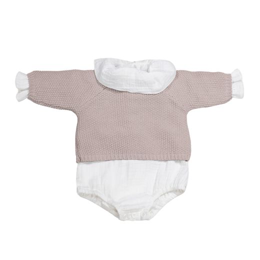 Set/Tricot jersey + ranita + Body bambula 0-1 mes/56 cm