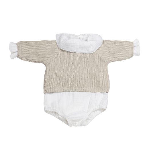 Set/Tricot jersey + ranita + Body bambula 0-1 mes/56 cm