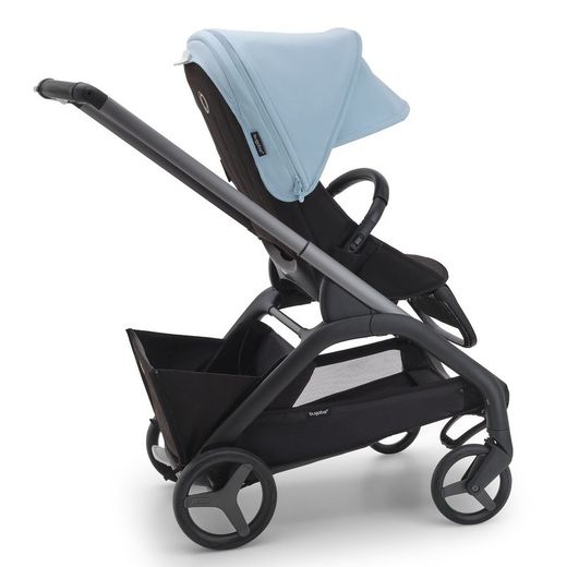 Silla de paseo Bugaboo Dragonfly base grafito/negro medianoche con capota azul horizonte