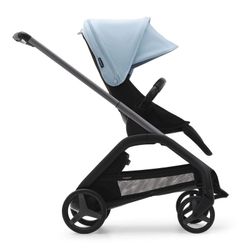 Silla de paseo Bugaboo Dragonfly base grafito/negro medianoche con capota azul horizonte