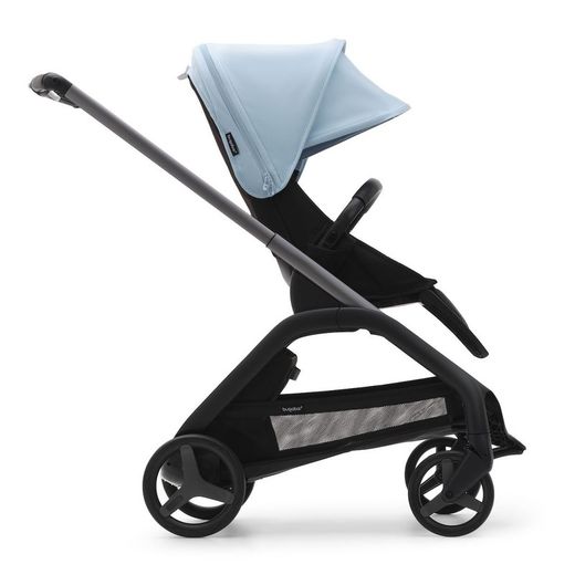 Silla de paseo Bugaboo Dragonfly base grafito/negro medianoche con capota azul horizonte